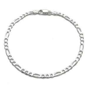 CLASSIC STERLING SILVER FIGARO CHAIN BRACELET/ANKLET IN 3MM (GAUGE 080) WIDTH.